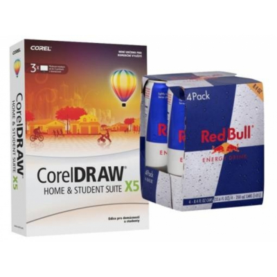 CorelDRAW Home &amp; Student Suite X5 Mini box CZE + 4-pack Red Bull                    