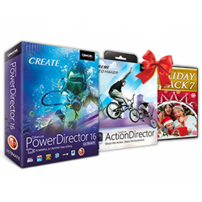 CyberLink PowerDirector 16 Ultimate + ActionDirector 1 + Holiday Pack 7                    