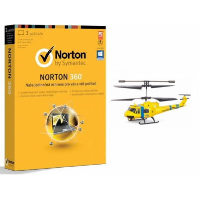 Norton 360 7.0 CZ 1 uživatel 3 PC, 1 rok + Helikoptéra Fleg P703 - Rescue Huey GYRO                    