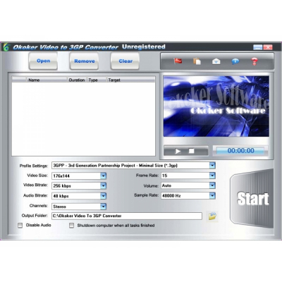 Okoker Video to 3GP Converter                    